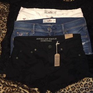 2 pair hollister shorts & 1 American eagle pair