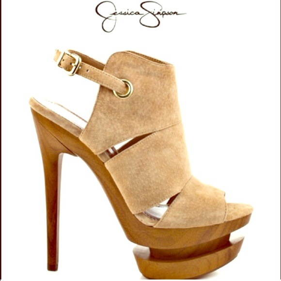 Jessica Simpson Camel Suede Platform Heels