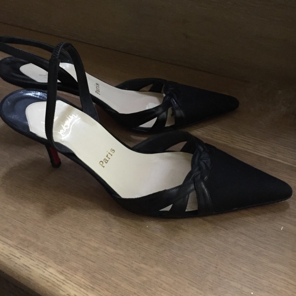 Louboutins black slingback. Very good condition
