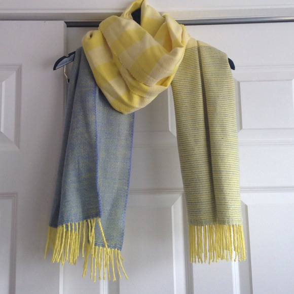 Yellow & Light Blue Wide Scarf