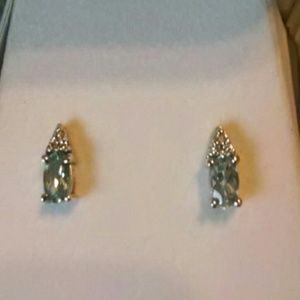 Diamond and aquamarine stud earrings