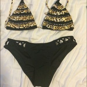Victoria secret bottoms and cheeta top to match