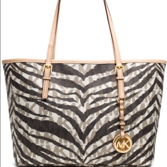 MICHAEL Michael Kors Handbags - Michael Kors Jet Set white Zebra Tote