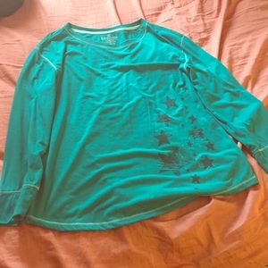 Faded Glory teal shirt with printed stars