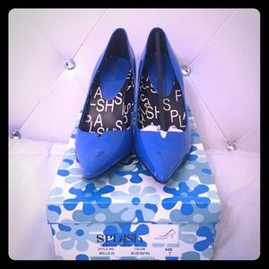 New Blue Patent Leather Pumps Size 7