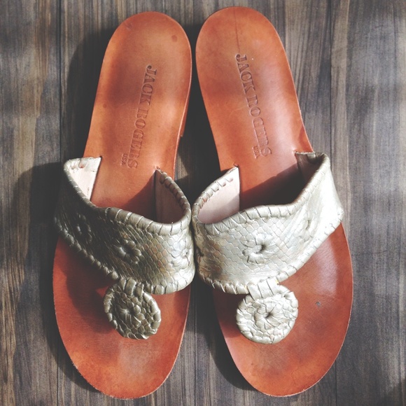 Platinum snakeskin Jack Rogers sandals