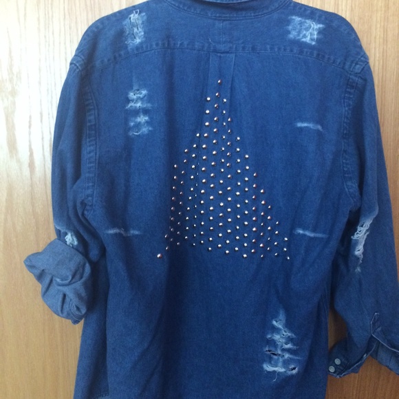 LF Studded Denim Chambray Oversized Jacket - Picture 2 of 4