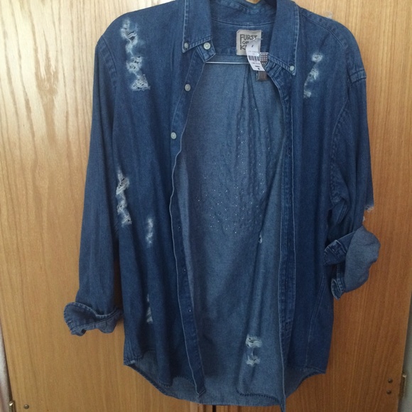 LF Studded Denim Chambray Oversized Jacket - Picture 3 of 4