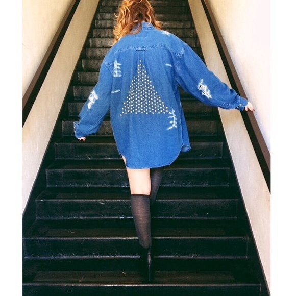 LF Studded Denim Chambray Oversized Jacket - Picture 4 of 4