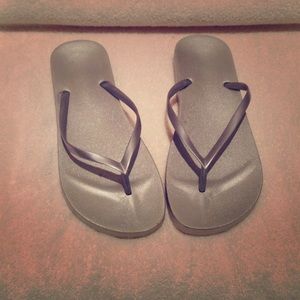 Silver Metallic Flip Flops