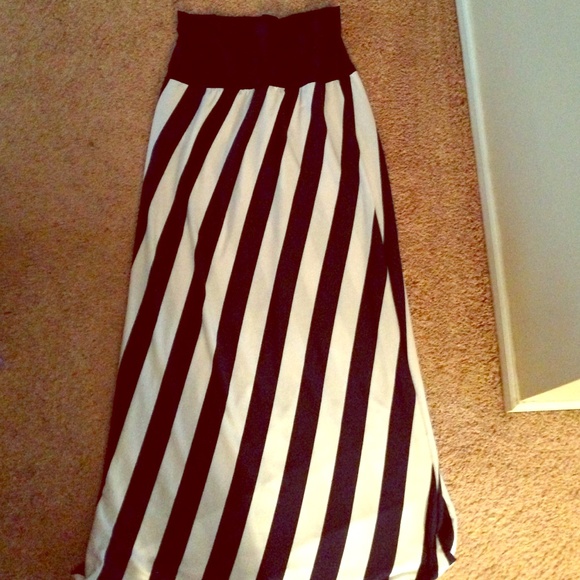 Navy and white striped maxi