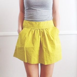 J. Crew Factory chartreuse mini skirt