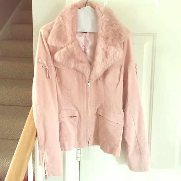 Pink Rabbit Hare Jacket Arden B | Jackets & Coats | Arden B Pink Jacket With Rabbit Fur Trim ...