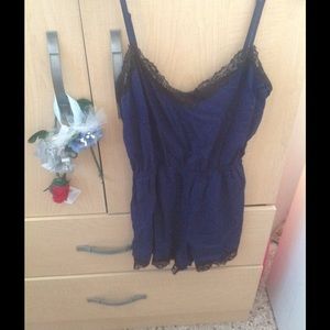 Navy blue lace romper