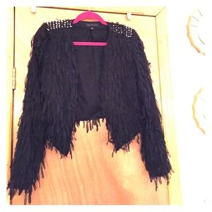 Fringe/studded tuxedo jacket