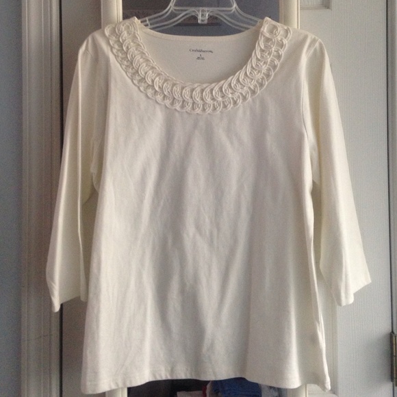 Cream white top with knot neckline