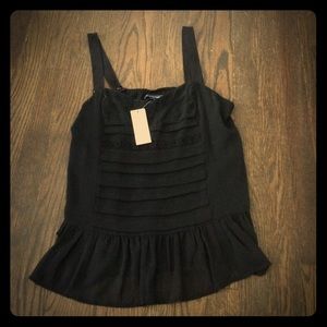 Black ruffle, dressy tank top.