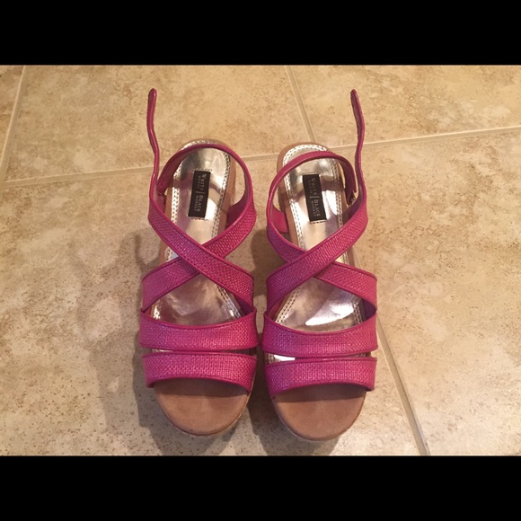 Pink wedge sandals