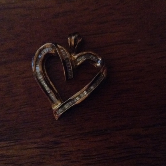 Gold over silver 925 diamond heart