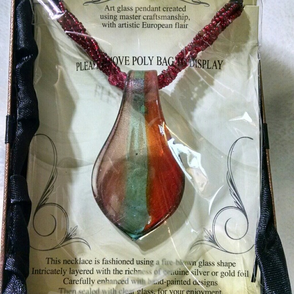 Artisan Glass Pendant Necklace NIB