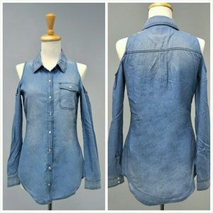 Denim Cold Shoulder Top