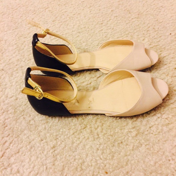 Tan and black sandals