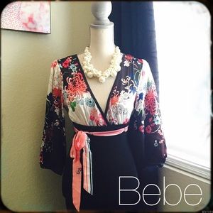 Bebe Satin -Body Con- Kimono Dress