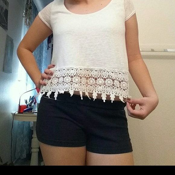White Lace Crop Top