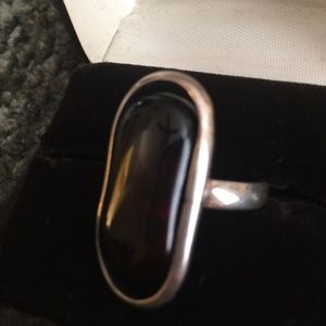 Amber & sterling ring