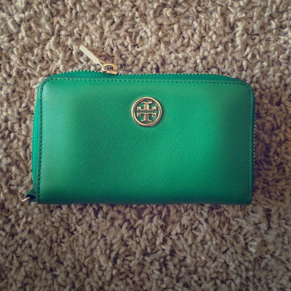 Green Saffiano leather Tory Burch Wallet