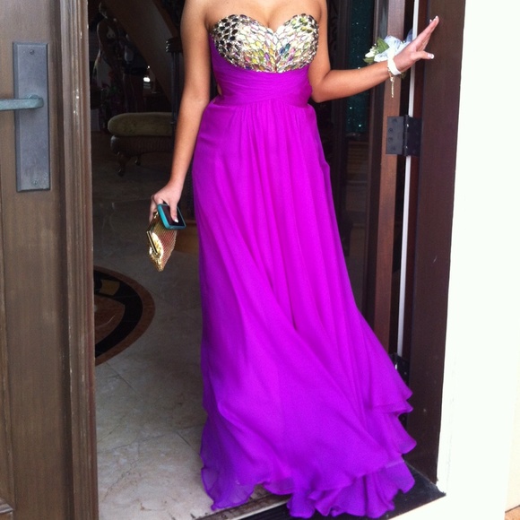 La Femme Fushia Prom Dress