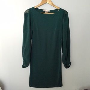 Emerald green dress with sheer sleeves