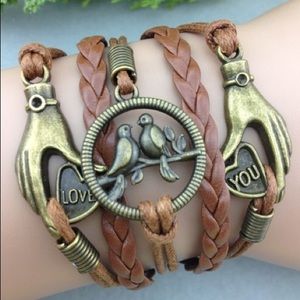 💕 LOVE YOU 💕 Leather Wrap Charm Bracelet