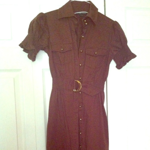 Rampage Brown Collared Dress