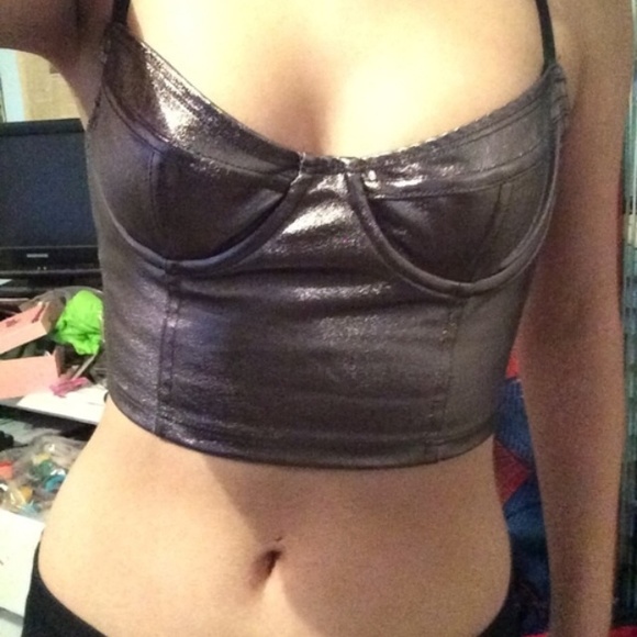 American Apparel silver denim bustier