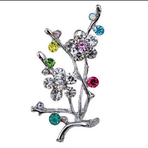 Crystal Flower Rhinestone Brooch - Picture 2 of 5