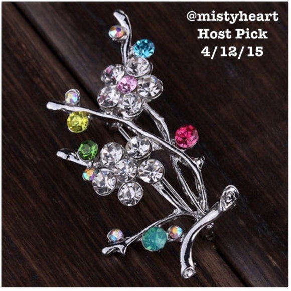 Crystal Flower Rhinestone Brooch - Picture 5 of 5