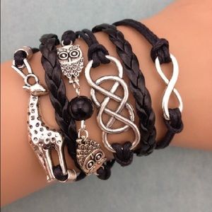 Black Giraffe Infinity Charm Bracelet