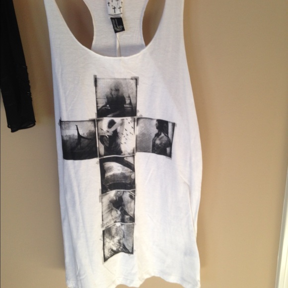 White & Black Cross Tank