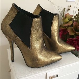 Gold high-heel ankle boots