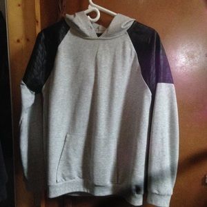 Leather shoulder hoodie