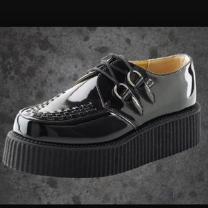 Black pat leather creepers