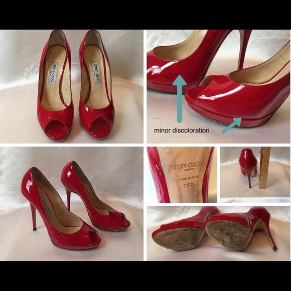 *SOLD!* Jimmy Choo || Red Open Toe || Size 39.5 - Picture 2 of 4