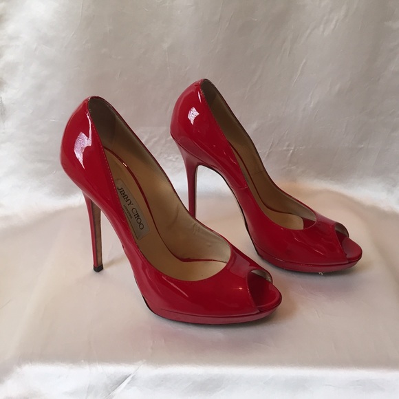 *SOLD!* Jimmy Choo || Red Open Toe || Size 39.5 - Picture 4 of 4
