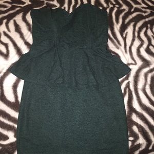 Green Strapless Peplum Dress