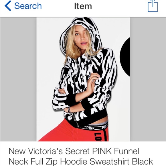 Victoria secret pink funnel neck hoodie small