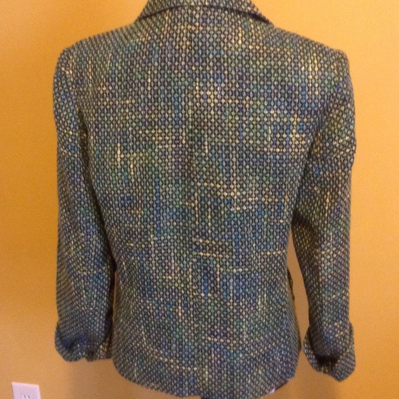 Nice tweed blazer multi gree & blue sz. S/M - Picture 2 of 4