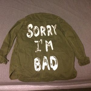 Forever 21 sorry I'm bad army jacket, worn once.