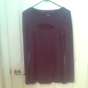 Express sparkly black cut out top