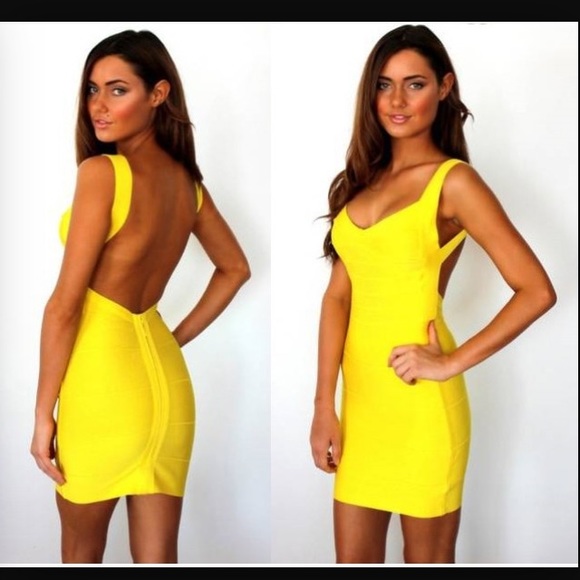 Backless yellow dress
